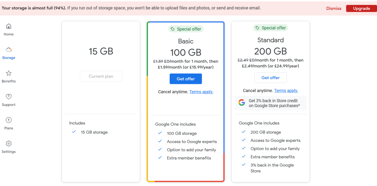 Upgrade your Google Drive account