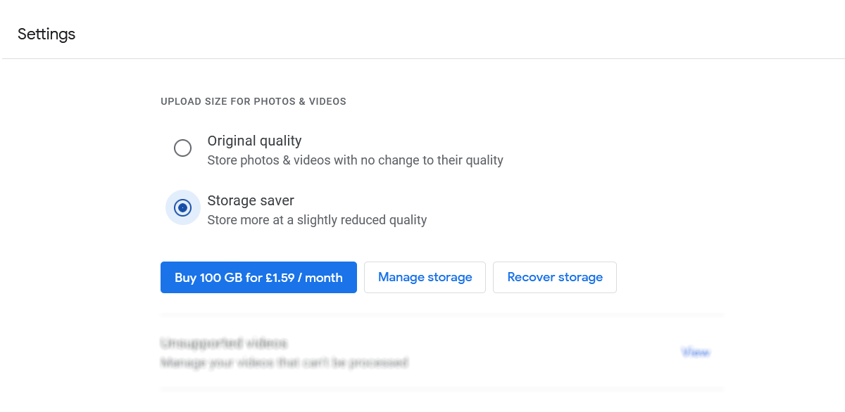 Change the quality of Google Photos uploads