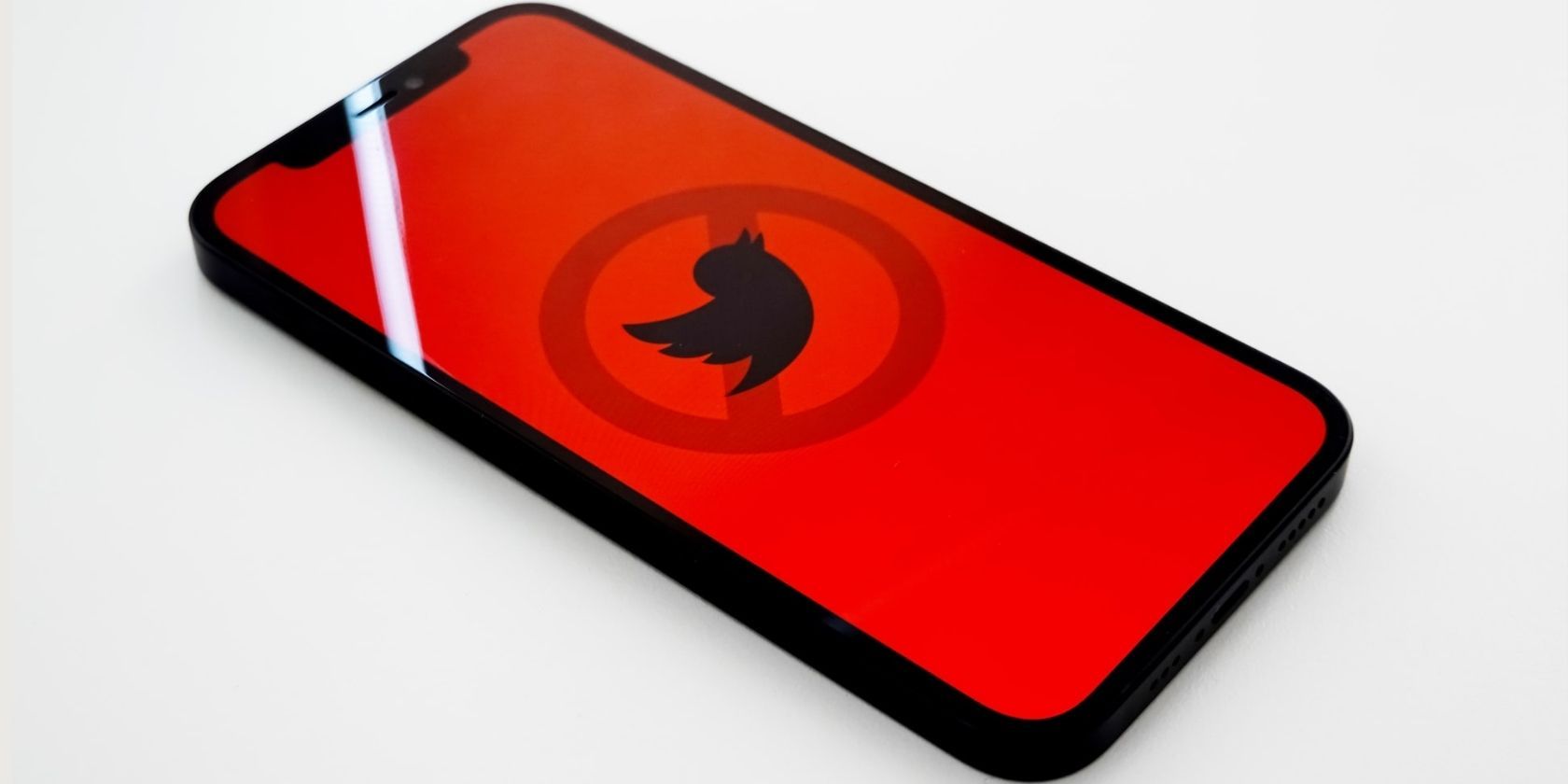 cross out twitter logo on phone red