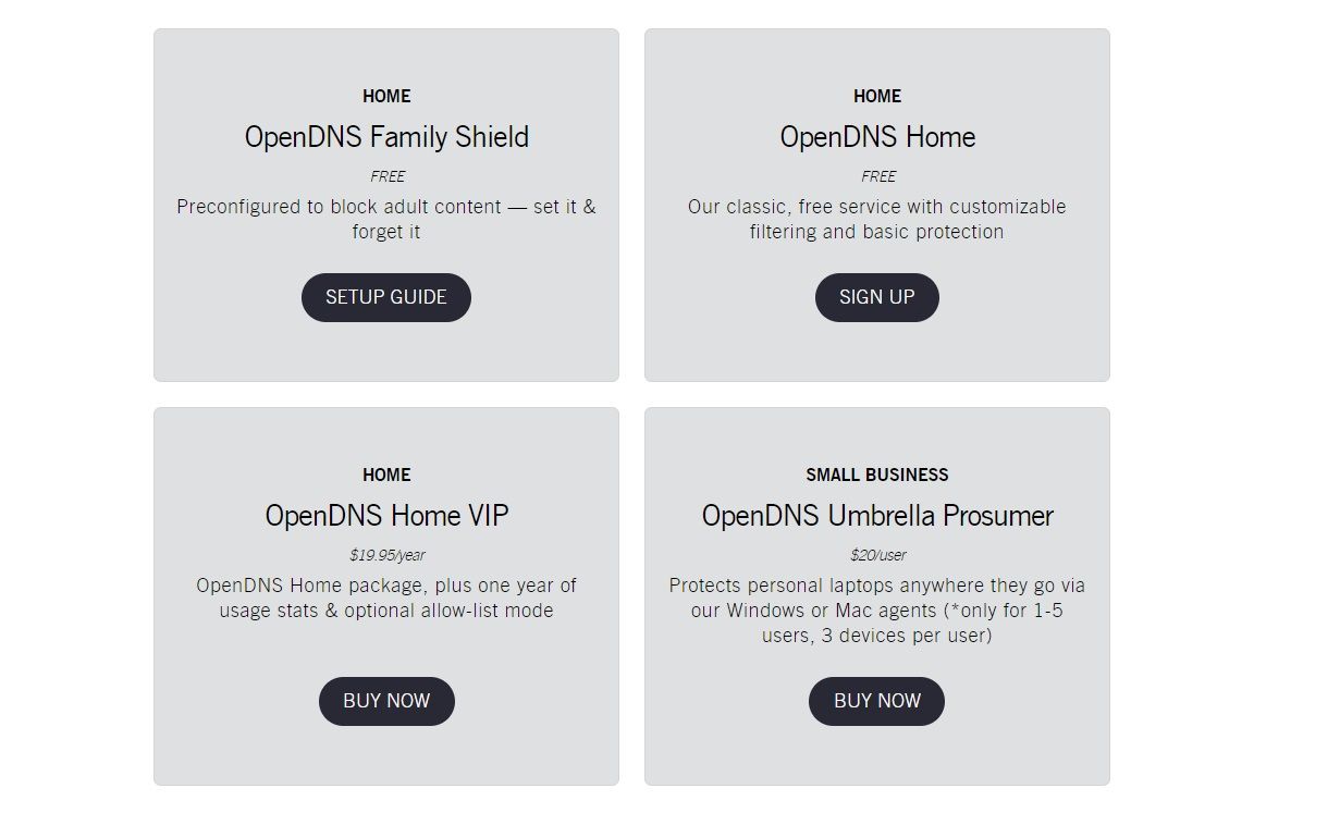 screenshot of opendns services