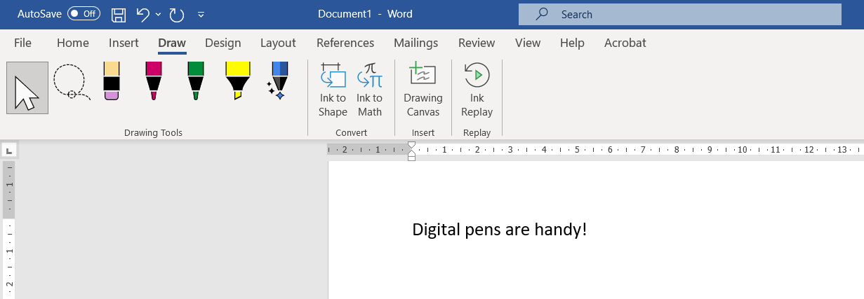 pen tools in microsoft word draw tab - Come disegnare usando gli strumenti penna in Microsoft Word