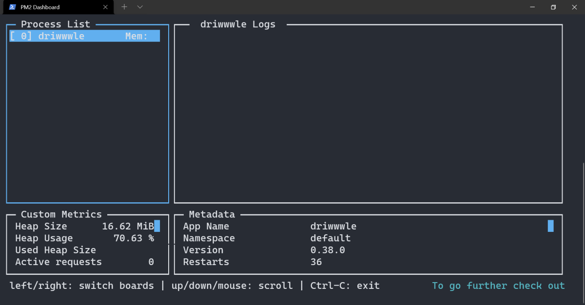 So installieren und konfigurieren Sie PM2 auf Linux-Servern - pm2 monit dashboard