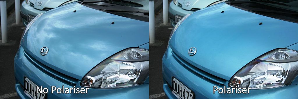 The reflections on the car have been reduced with a polarizer filter