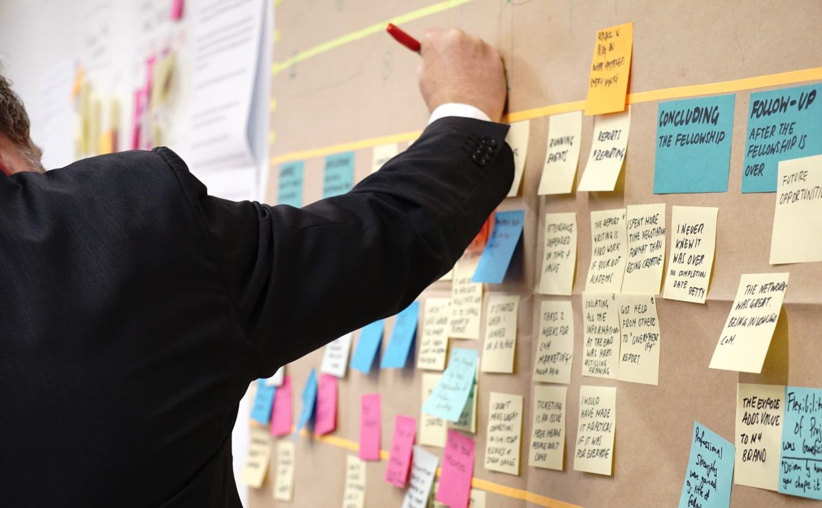 A man using a kanban board