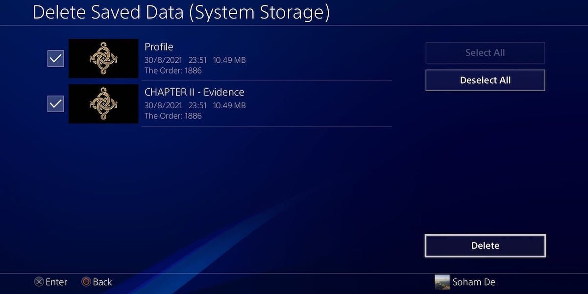 Deleting The Order 1886 saved data on a PS4