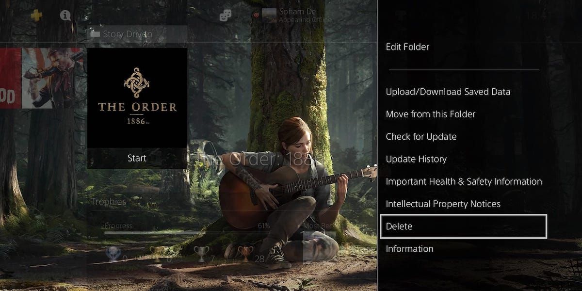 Deleting The Order 1886 from the PS4 home screen