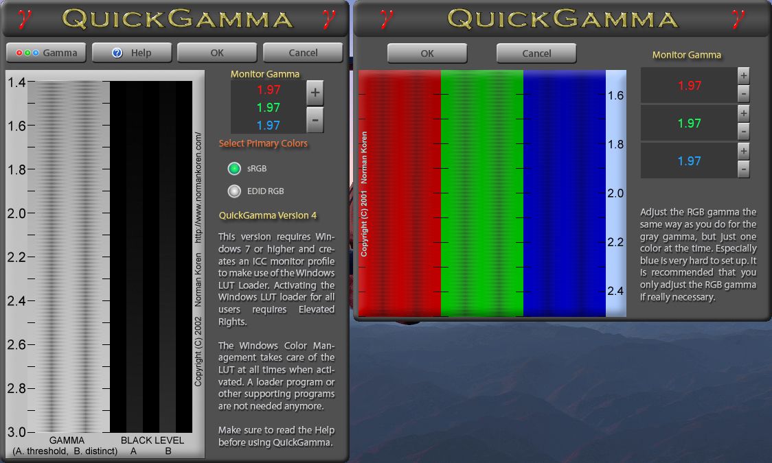 QuickGamma RGB Gamma adjustment screenshot