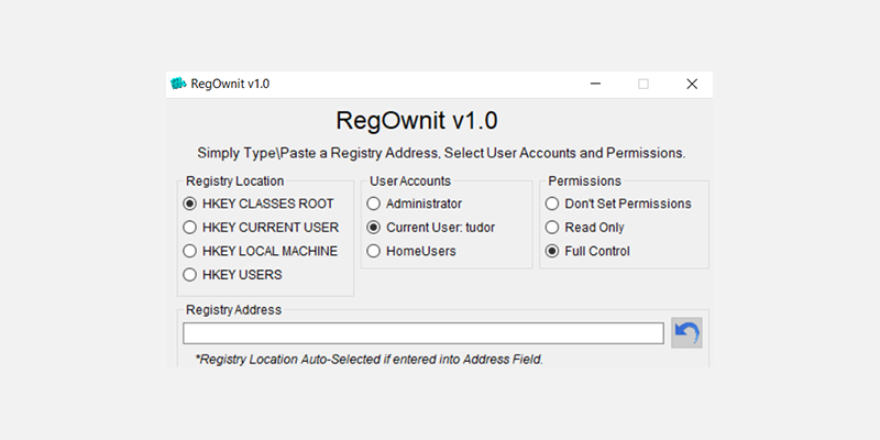 regownit registry permission tool - Come assumere la piena proprietà delle chiavi di registro in Windows 10
