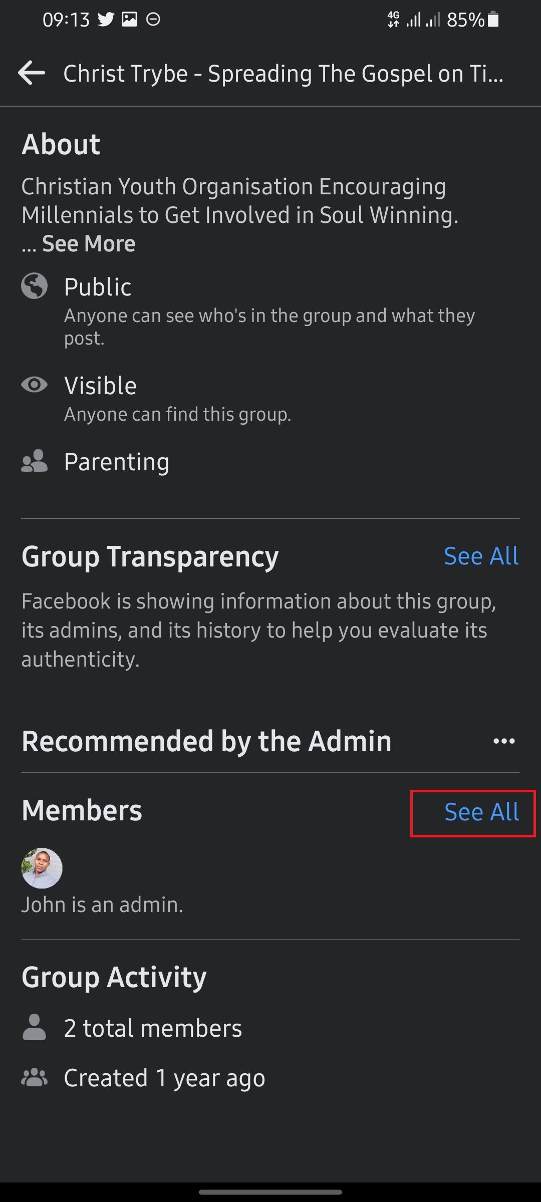 screenshot showing facebook group members