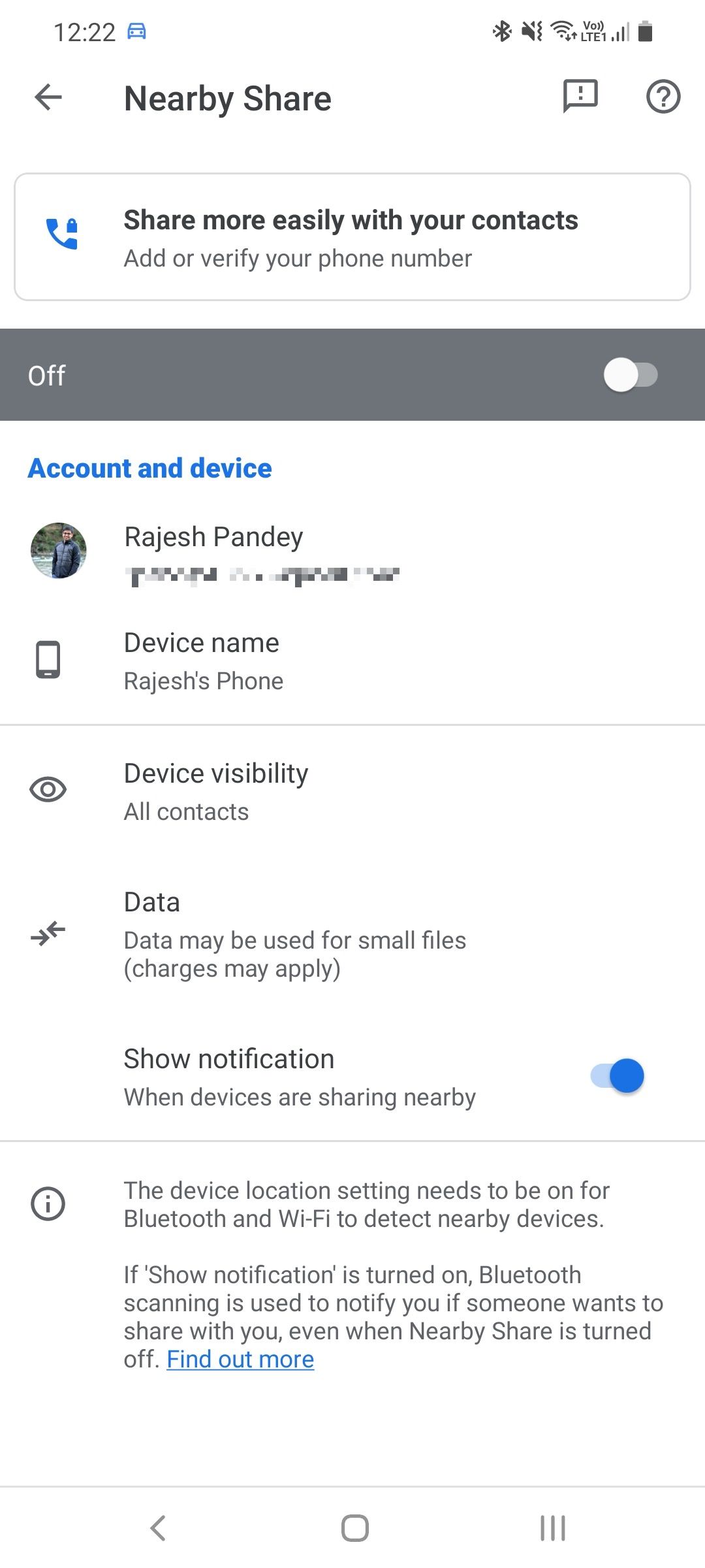 Setup Nearby Share on Android