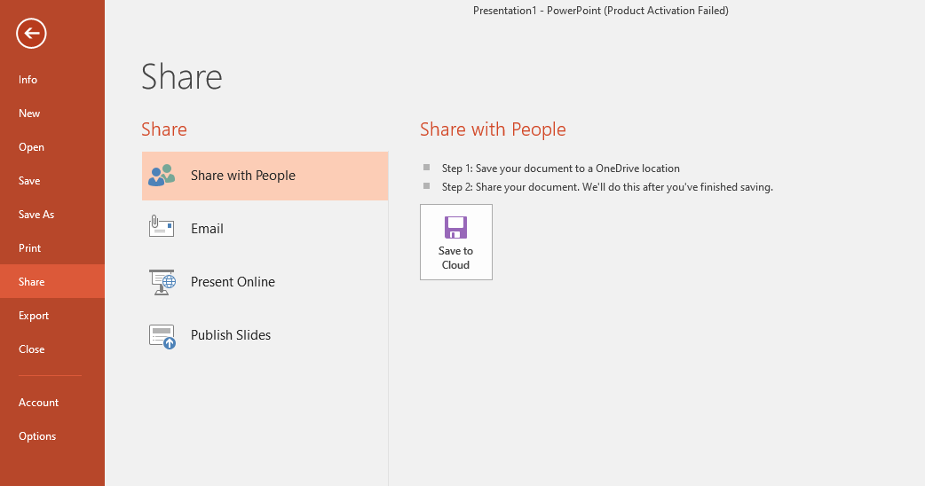 Powerpoint sharing options