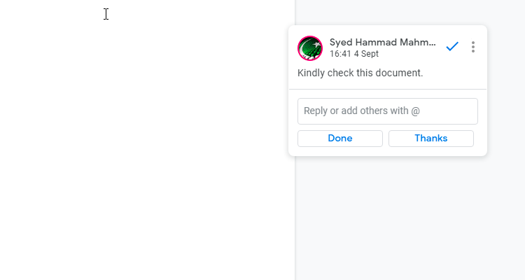 smart reply suggestions in Google Docs Comment