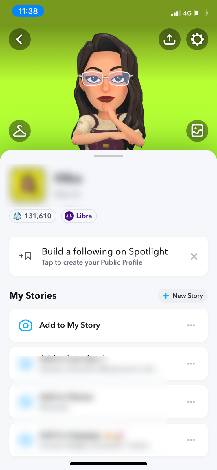screenshot of snapchat profile