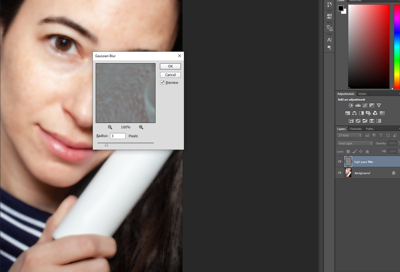 step 3: applying the gaussian blur