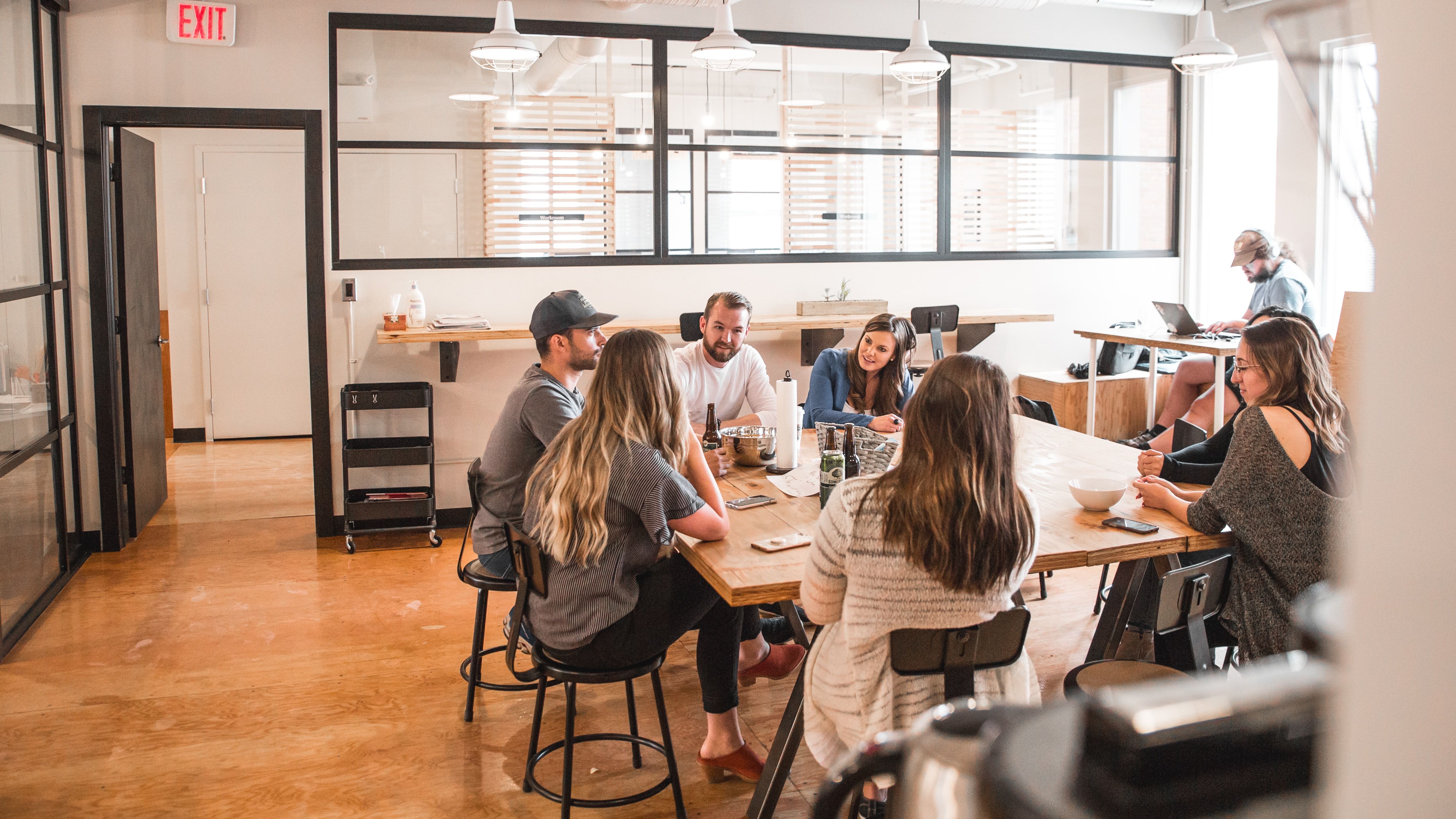 Students holding a group meeting