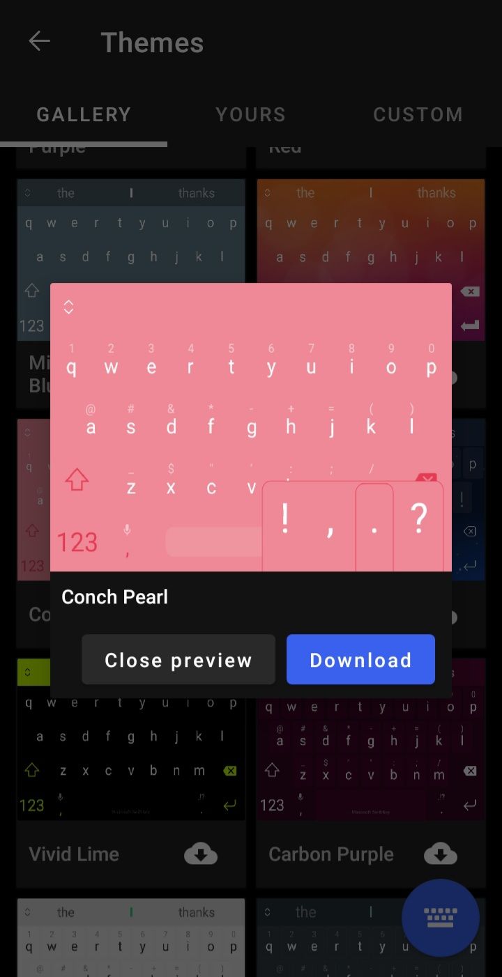 swiftkey app pink keyboard screenshot