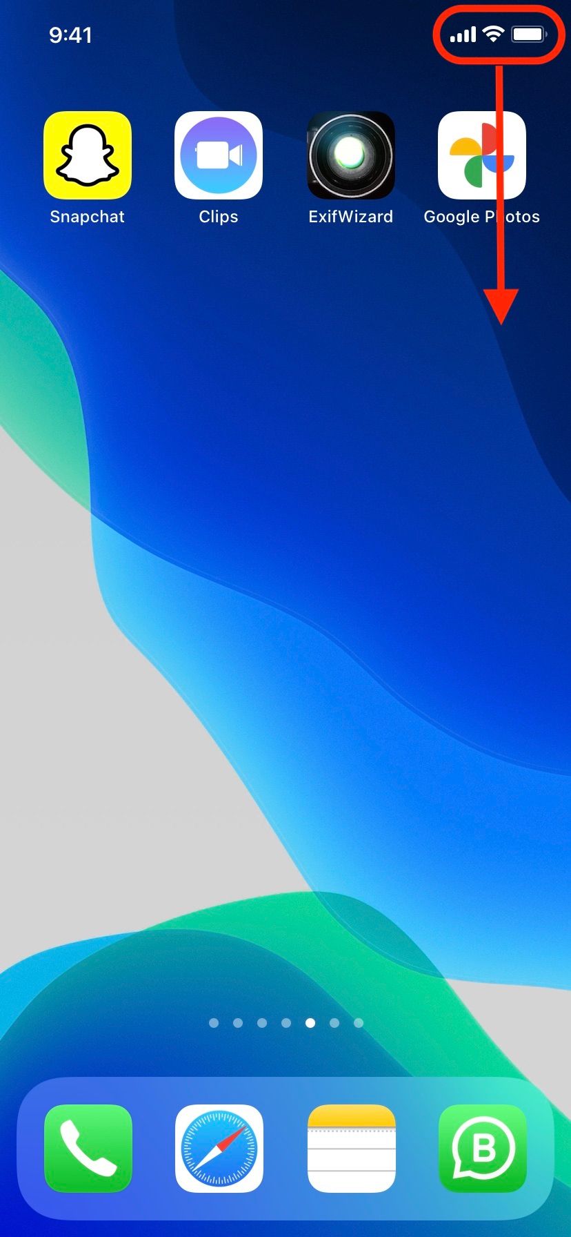 Swipe down from top right corner on iPhone with Face ID