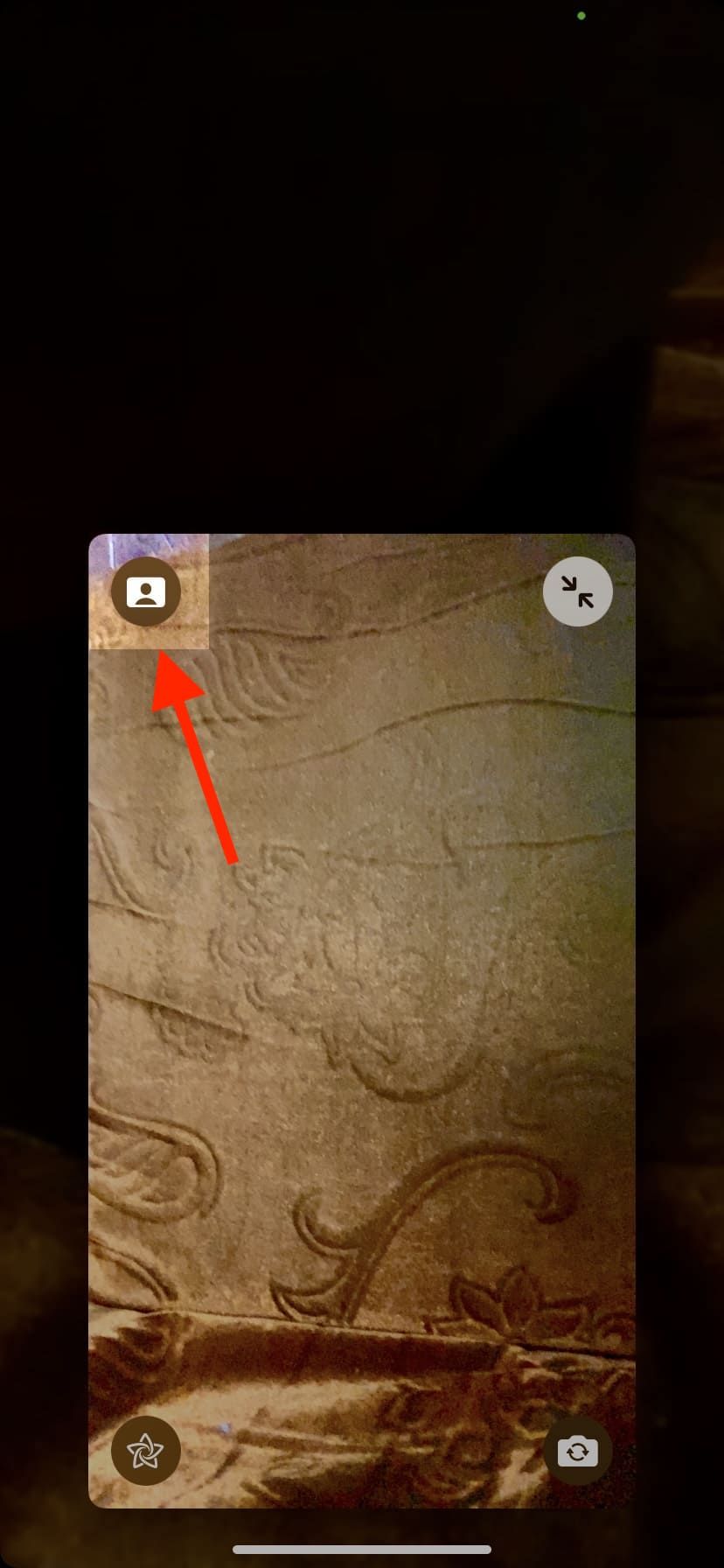 Tap Portrait Mode button from your video thumbnail in FaceTime