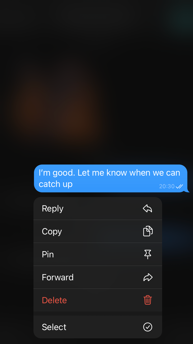 screenshot of message preview before forwarding on Telegram