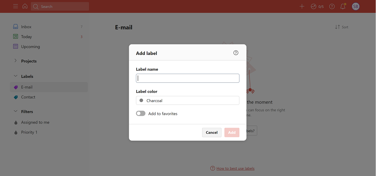 todoist mac quick add labels parse