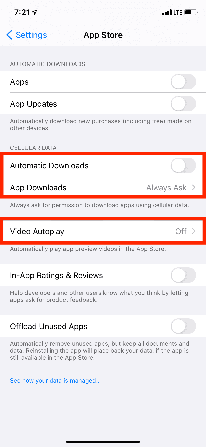 Turn off Automatic Downloads for apps on iPhone to reduce data usage