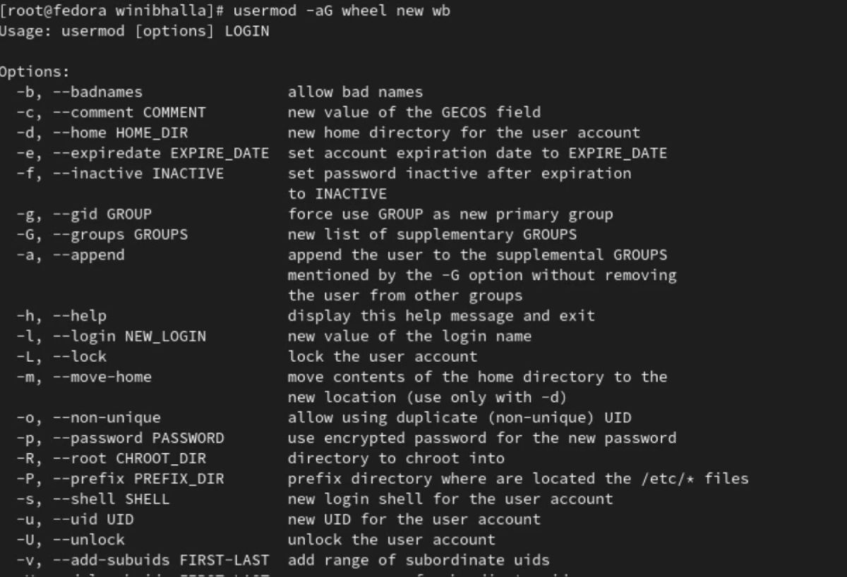 usermod command in fedora - Come aggiungere o creare un nuovo superutente su Linux