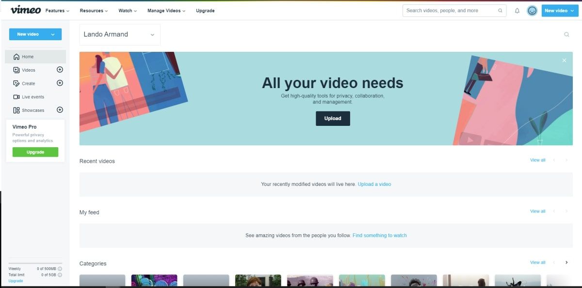 Screenshot of Vimeo