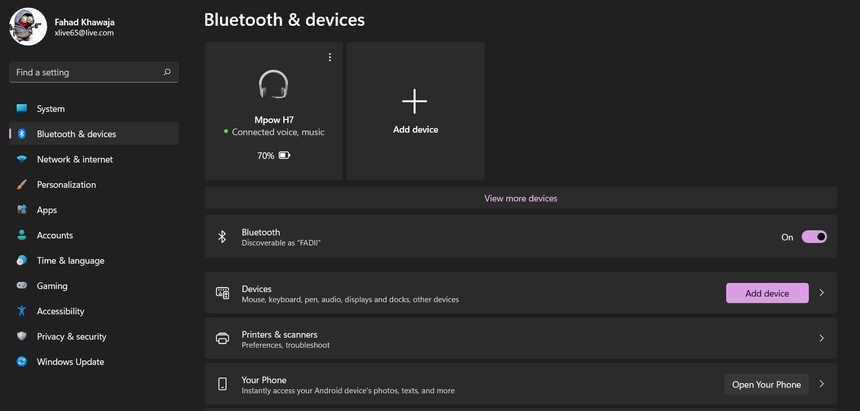 Windows 11 Bluetooth and Devices