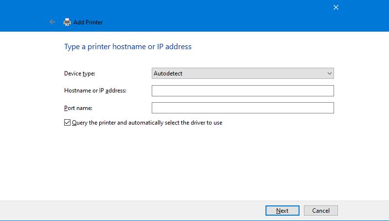 windows 10 add printer via ip address