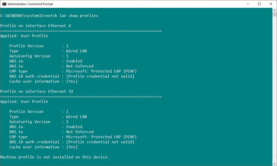 windows command prompt show network adapters command