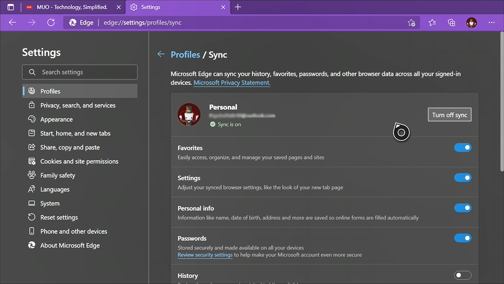 Sync settings for Xbox Microsoft Edge.