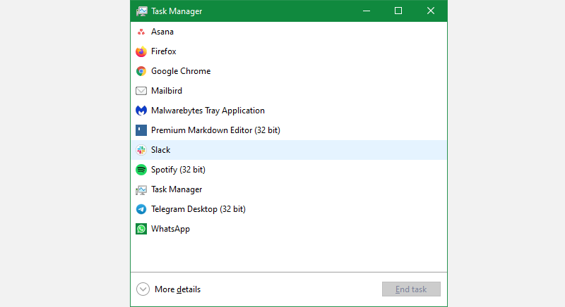 Basic Task Manager View