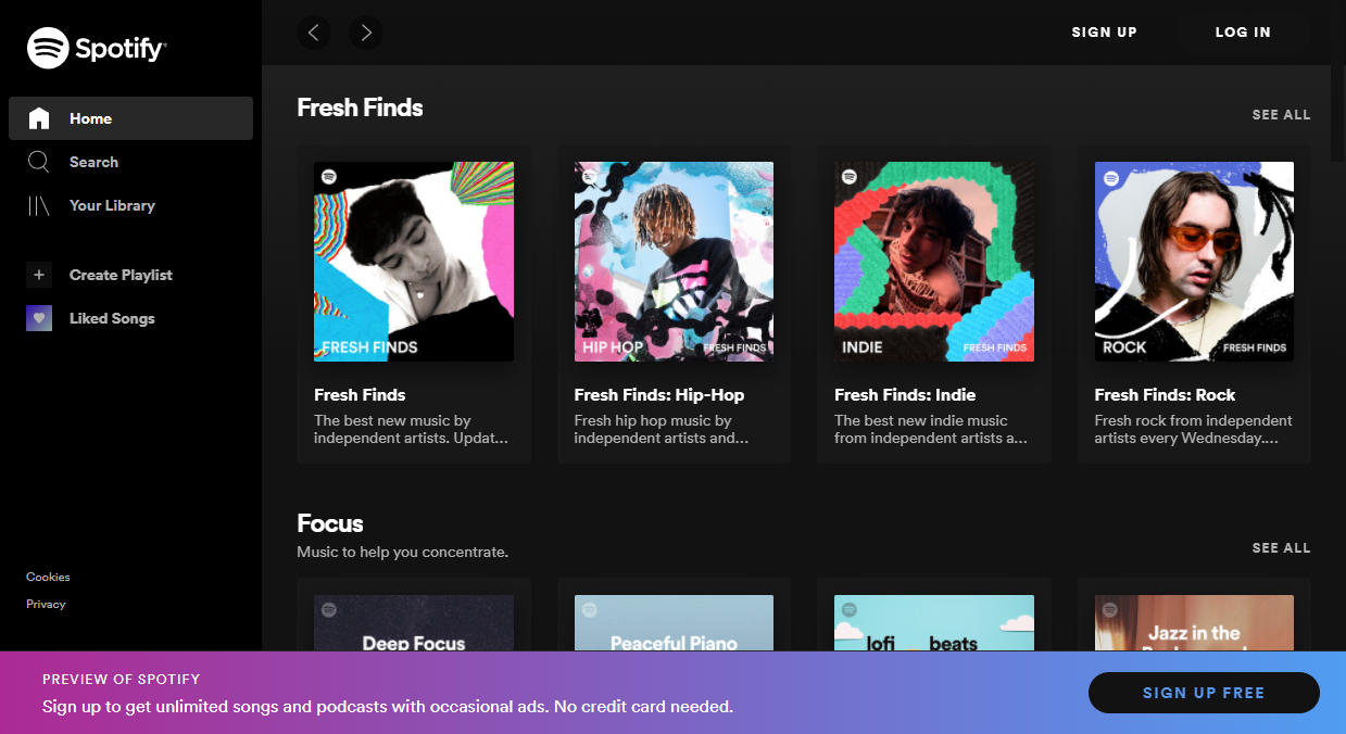 Spotify Web Player Preview