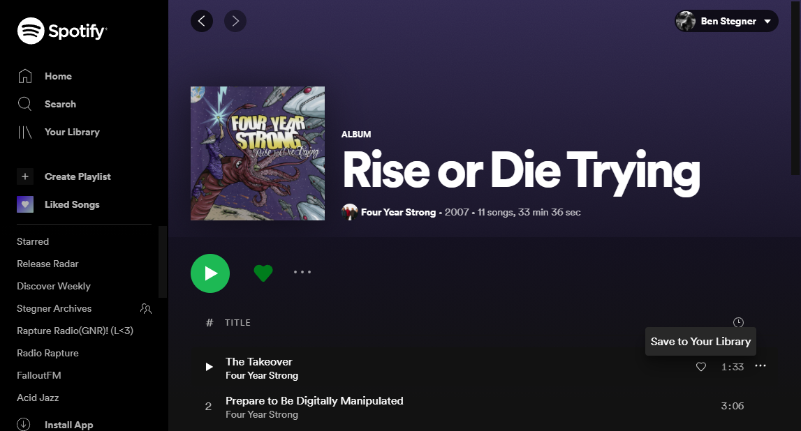 Spotify Save Album and Track