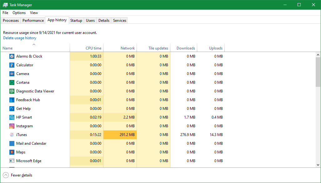 So verwenden Sie den Windows Task-Manager - 05 Task Manager App History