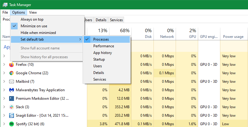 So verwenden Sie den Windows Task-Manager - 10 Task Manager Menu Options