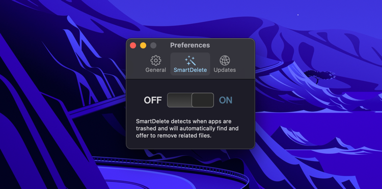 Mengaktifkan SmartDelete di AppCleaner.