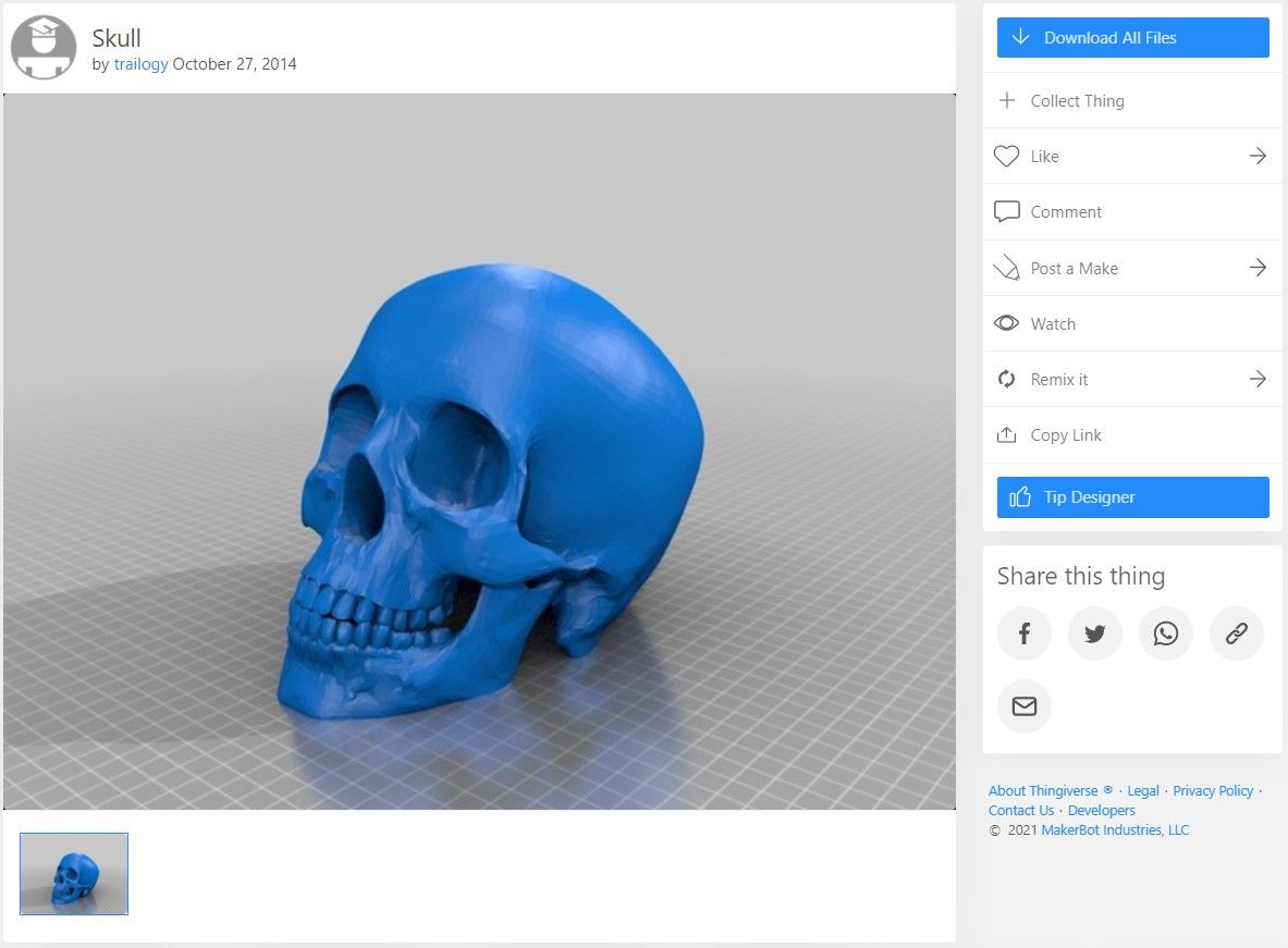 3d printable skull - 4 spaventosi progetti di stampa 3D per questo Halloween
