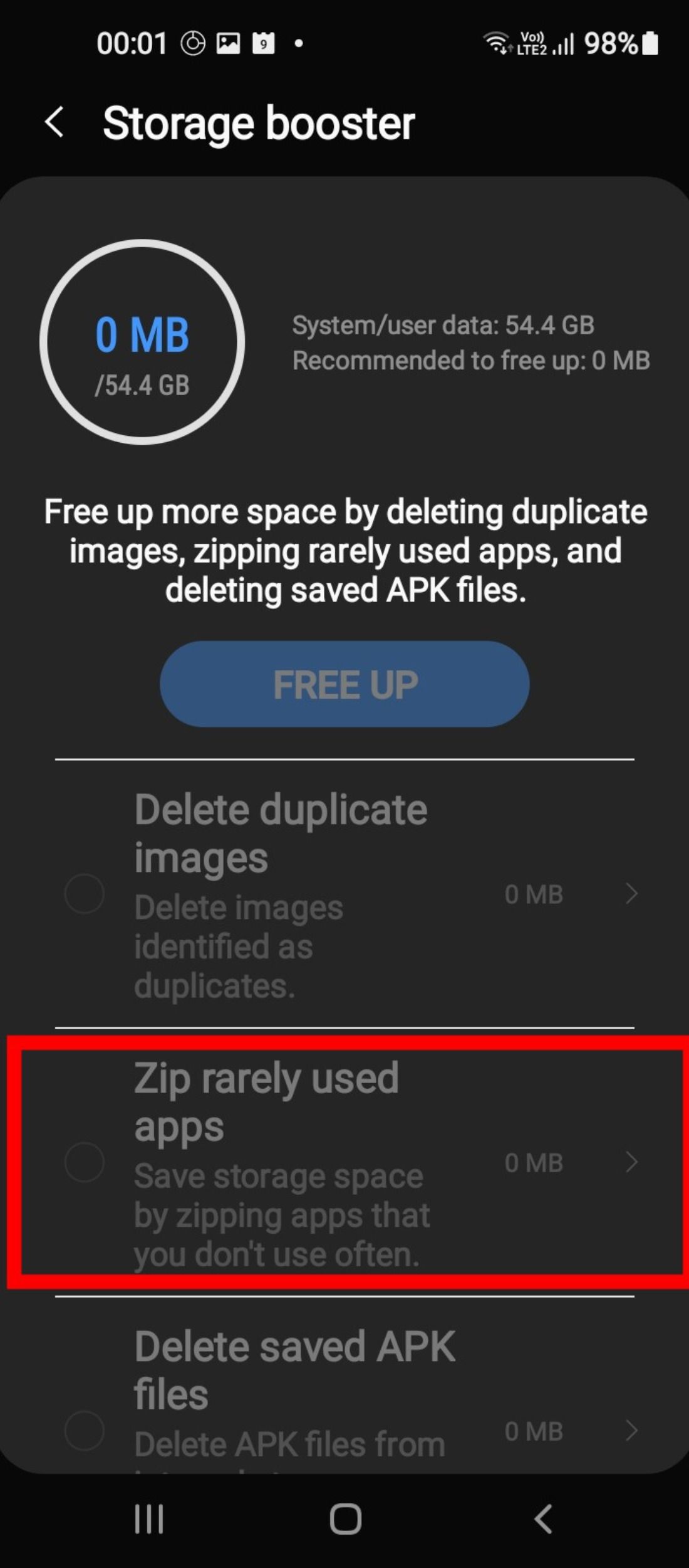 Free up space and zip apps
