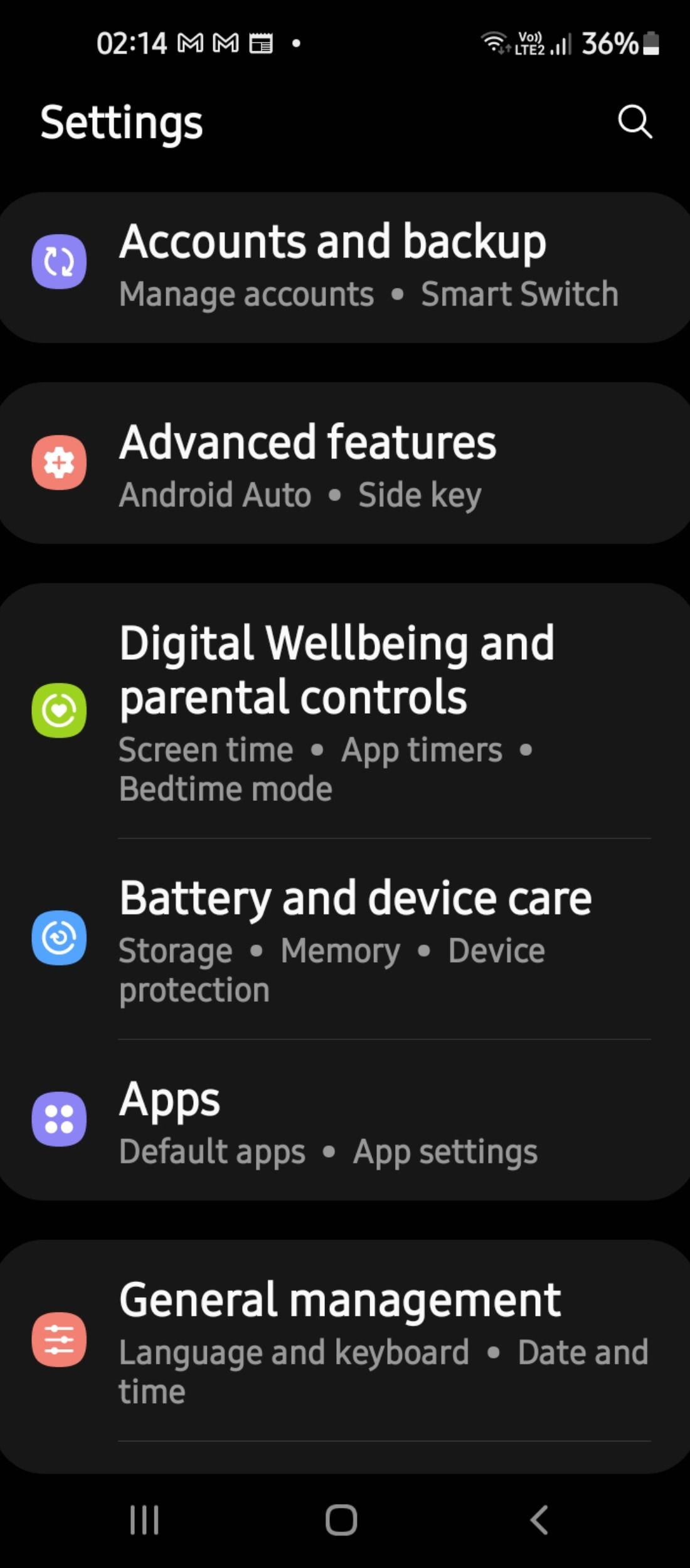 battery and device care settings