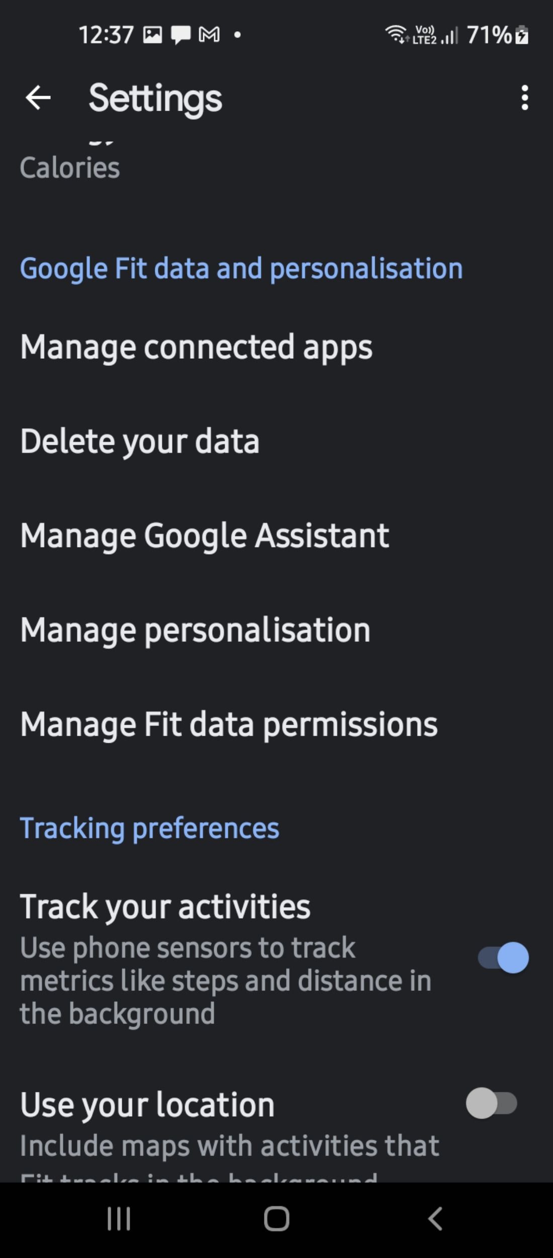 Manage data permissions in google fit
