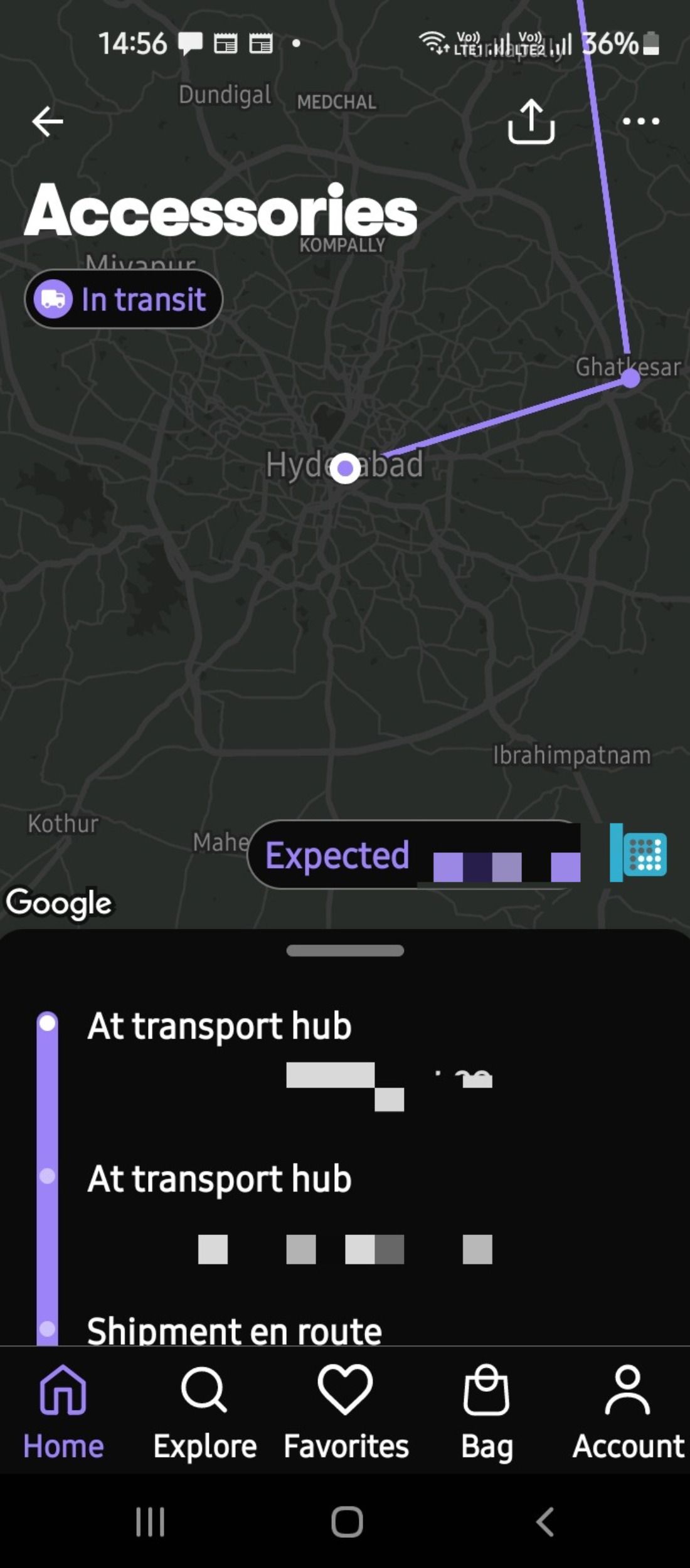 Shipment tracking in Shop app via GPS