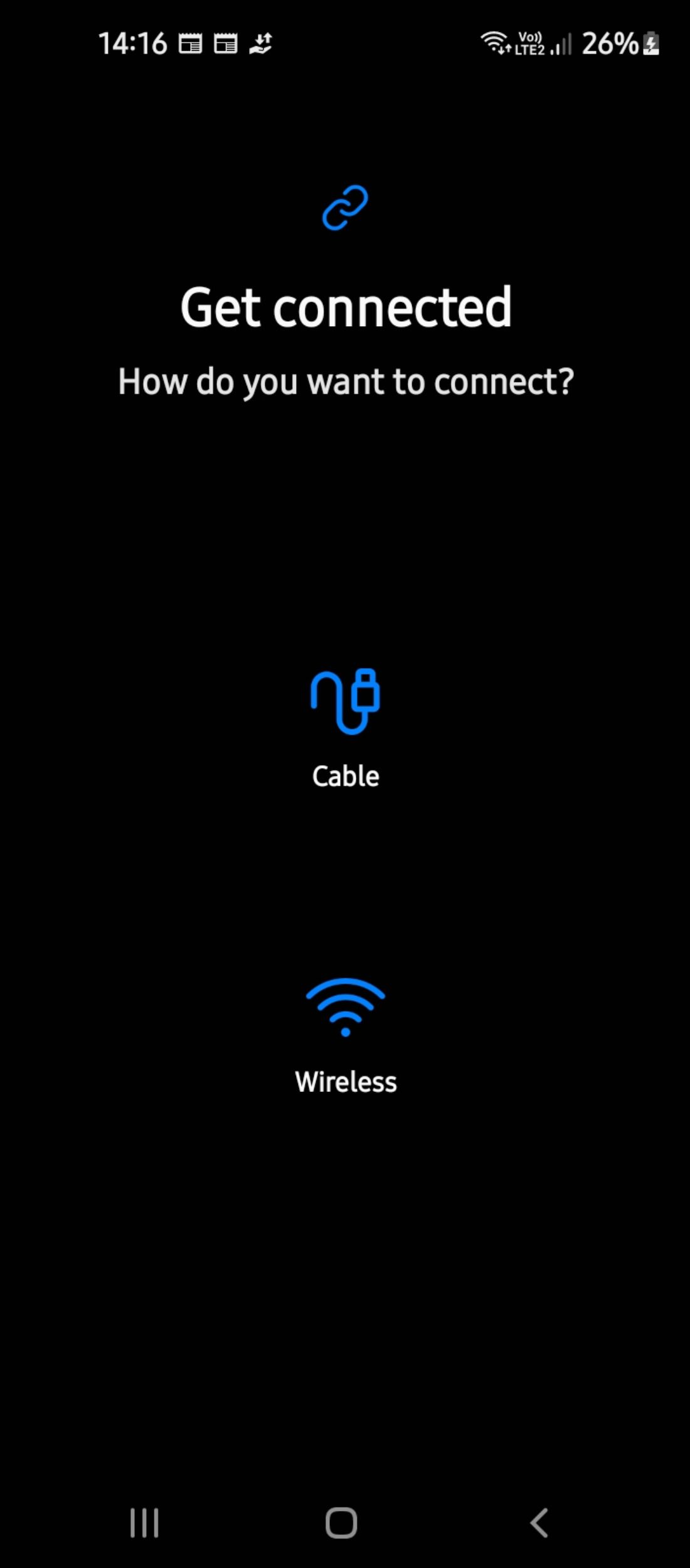 Connect devices wirelessly or via data cable in Samsung Smart Switch