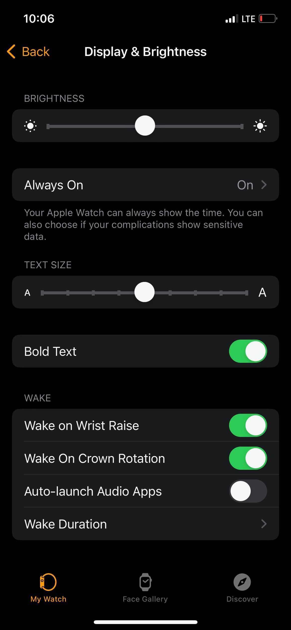 Apple Watch Display and Brightness Settings iPhone