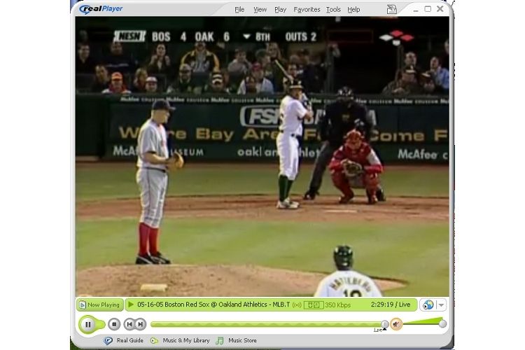 Baseball streaming on RealPlayer