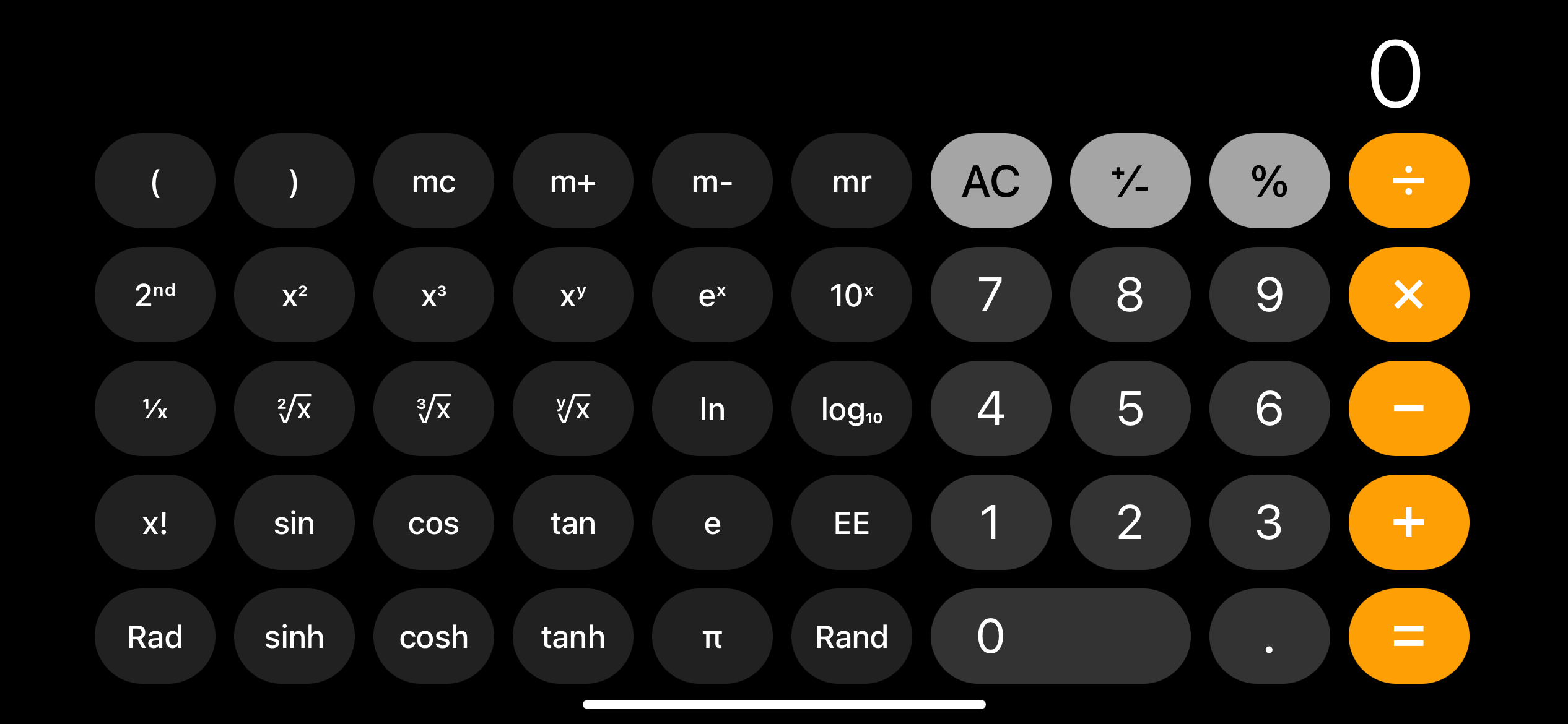 Calculator in Landscape
