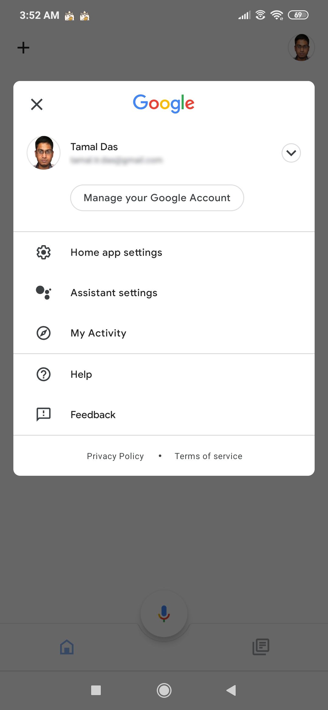 A visual showing account switching from Google Home app profile