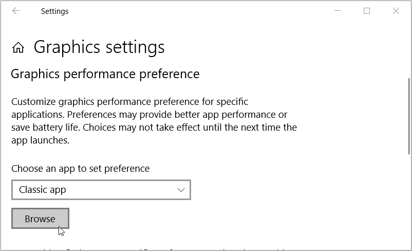 Customizing the Graphics Performance Preference for an App