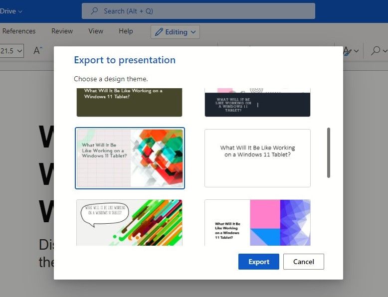 Design Theme Suggestions Upon Exporting to PowerPoint-1