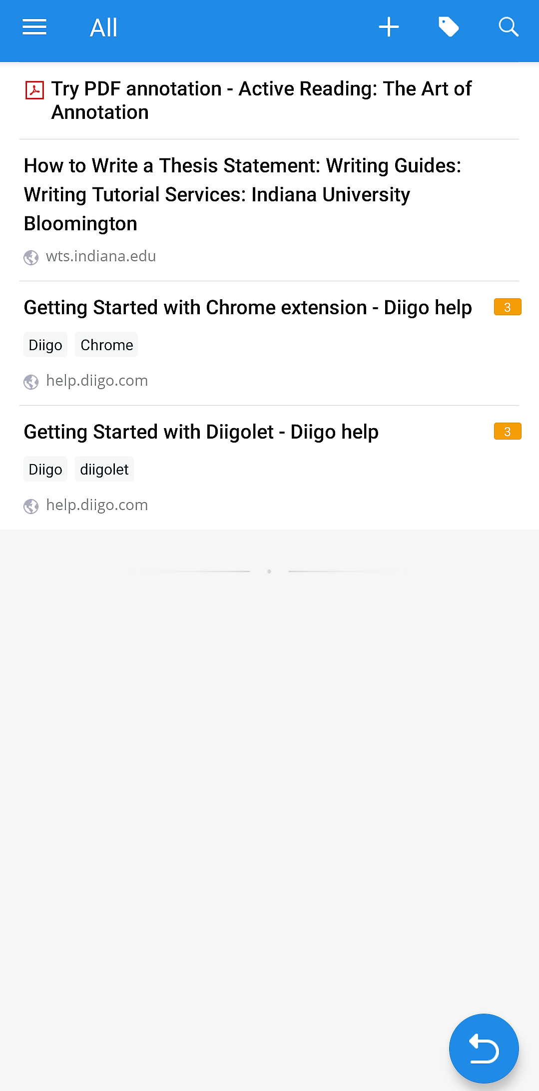 Screenshot of Diigo